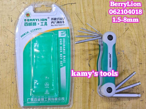 Bộ lục giác xếp gọn bỏ túi 8 chi tiết 1.5-8mm BerryLion 062104018