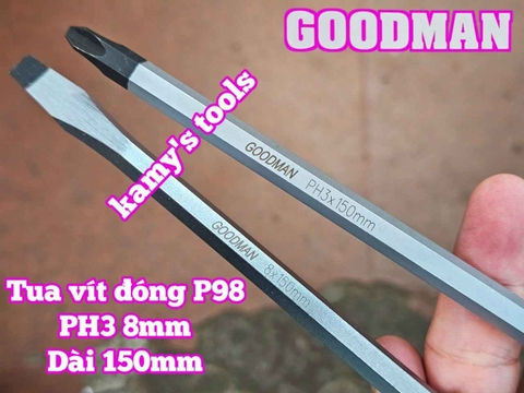 Tua vít đóng Goodman bake PH3 dẹp 8mm dài 150mm P98+8x150 P98-8x150