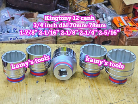 Đầu tuýp trắng 3/4 inch Kingtony 12 cạnh 1-7/8, 2-1/16, 2-1/8, 2-1/4, 2-5/16, 633060S 633066S 633068S 633072S 633074S