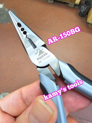 Kìm nhọn lệch tâm Fujiya cán đen xám AR-150BG cao cấp, kìm mỏ nhọn