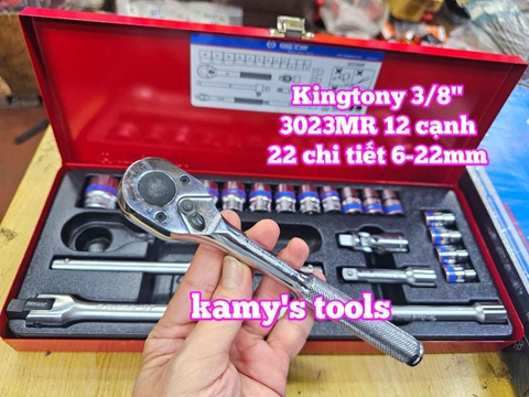 Bộ tuýp khẩu 3/8 inch 12 cạnh 6-22mm 22 chi tiết Kingtony 3023MR