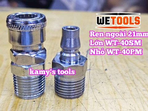 Bộ nối nhanh hơi khí nén ren ngoài 21mm 40SM 40PM Wetools WT-40SM WT-40PM