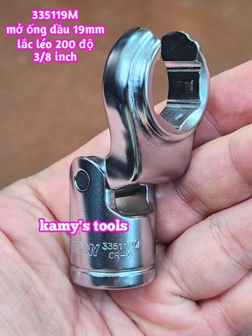 335119M Đầu tuýp lắc léo chẻ miệng 6 cạnh mở ống dầu 19mm Kingtony 3/8 inch gật gù 200 độ