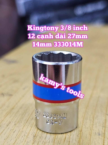 Đầu tuýp trắng 12 cạnh 3/8 inch dài 27mm Kingtony 11mm 12mm 13mm 14mm 15mm 333011M 333012M 333013M 333014M 333015M
