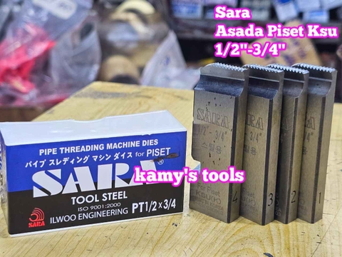 Dao tiện ren ống thép sắt tráng kẽm Asada Piset KSU hiệu Sara 1/2-3/4 inch 21-27mm hệ ren thông dụng BSPT