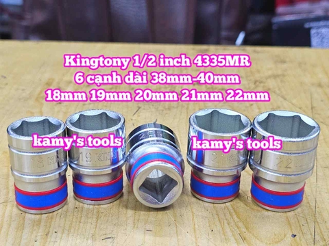 Đầu tuýp trắng ngắn 1/2 inch Kingtony 6 cạnh 18mm 19mm 20mm 21mm 22mm 433518MR 433519MR 433520MR 433521MR 433522MR
