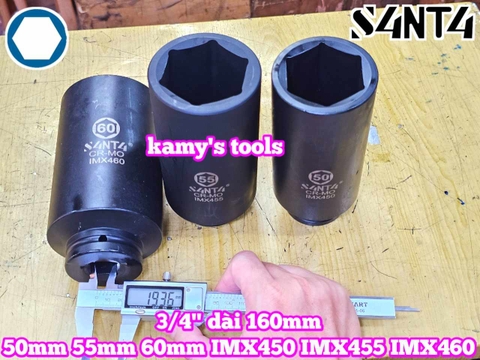 Đầu tuýp 3/4 inch Santa đen dài 160mm cỡ 50mm 55mm 60mm IMX450 IMX455 IMX460