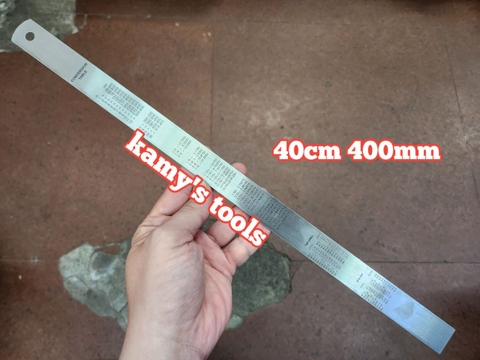 Thước lá inox 400mm 40cm bản 23mm hệ inch và mét HOL