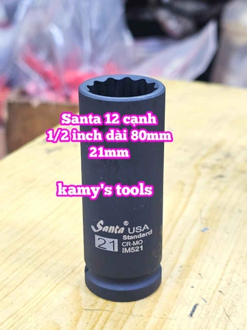 Tuýp 1/2 inch đen dài BÔNG 12 cạnh dài 80mm Santa 16mm 17mm 19mm 21mm 22mm IM516 IM517 IM519 IM521 IM522