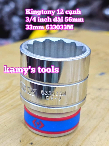 Tuýp 3/4 inch bông 12 cạnh trắng ngắn Kingtony 33mm 34mm 35mm 36mm 38mm 633033M 633034M 633035M 633036M 633038M