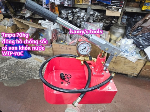 Bơm thử áp lực nước 7mpa 70kg/cm2 WTP-70C có van khóa nước cao cấp kamytools
