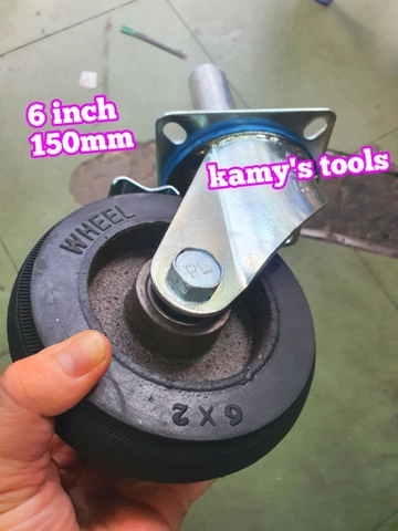 Bánh xe giàn giáo có khóa bánh cao su đặc 6 inch 150mm xoay 360 độ