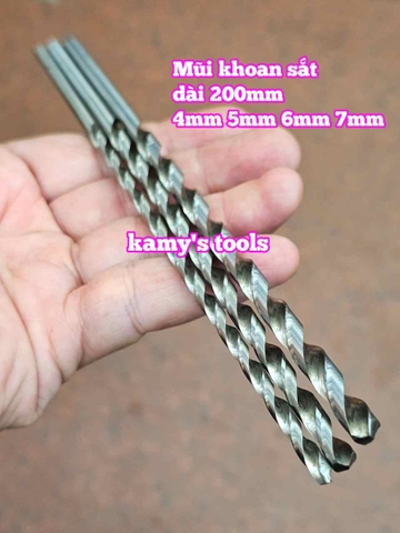 Mũi khoan sắt dài 200mm cỡ 4mm 5mm 6mm 7mm 8mm Wetools