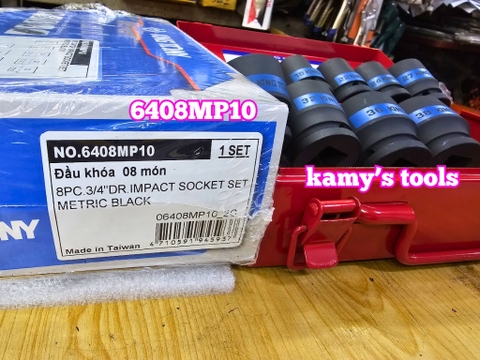 Bộ tuýp 3/4 inch 8 chi tiết đen ngắn Kingtony 19-38mm model 6408MP10