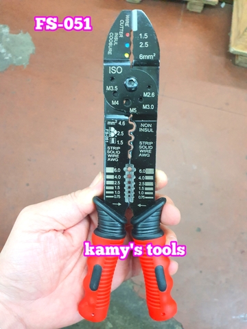 Kìm Đa Năng 3 Trong 1 Kìm Bấm Cos Tuốt Dây Cắt Fasen Fs-051 (Kìm Bấm Cos, Kìm Tuốt Dây)