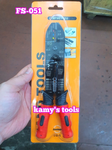 Kìm Đa Năng 3 Trong 1 Kìm Bấm Cos Tuốt Dây Cắt Fasen Fs-051 (Kìm Bấm Cos, Kìm Tuốt Dây)