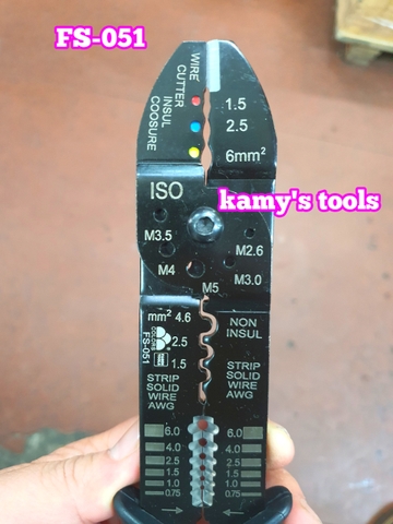 Kìm Đa Năng 3 Trong 1 Kìm Bấm Cos Tuốt Dây Cắt Fasen Fs-051 (Kìm Bấm Cos, Kìm Tuốt Dây)