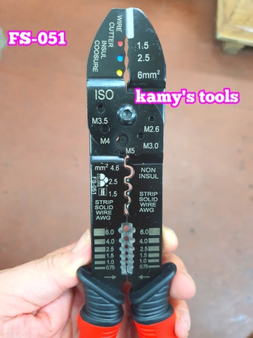 Kìm Đa Năng 3 Trong 1 Kìm Bấm Cos Tuốt Dây Cắt Fasen Fs-051 (Kìm Bấm Cos, Kìm Tuốt Dây)