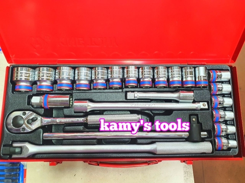 Bộ Tuýp Khẩu 24 Chi Tiết 1/2 inch Kingtony 10-32mm Hệ Mét Hệ Inch 4526mr01 Và 4526sr (Bộ Đầu Tuýp, Bộ Đầu Khẩu, Bộ Đầu Chụp)