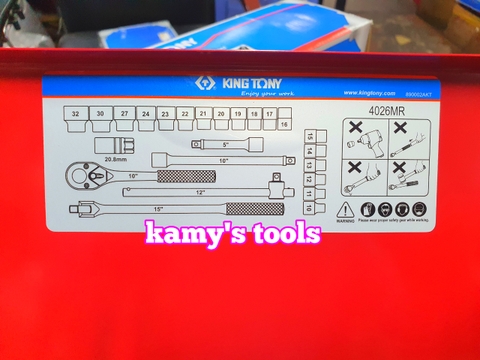 Bộ Tuýp Khẩu 24 Chi Tiết 1/2 inch Kingtony 10-32mm Hệ Mét Hệ Inch 4526mr01 Và 4526sr (Bộ Đầu Tuýp, Bộ Đầu Khẩu, Bộ Đầu Chụp)