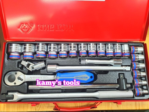 Bộ Tuýp Khẩu 24 Chi Tiết 1/2 inch Kingtony 10-32mm Hệ Mét Hệ Inch 4526mr01 Và 4526sr (Bộ Đầu Tuýp, Bộ Đầu Khẩu, Bộ Đầu Chụp)