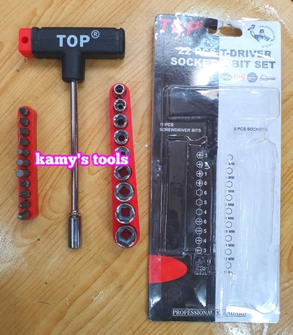 BỘ TUÝP CHỮ T 22 CHI TIẾT TOP TD-20108 (BỘ TUÝP VÍT)