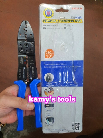 Kềm cắt tuốt bấm cos dây điện C-Mart model B0034-10 dài 250mm, kìm đa năng