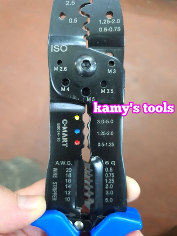 Kềm cắt tuốt bấm cos dây điện C-Mart model B0034-10 dài 250mm, kìm đa năng