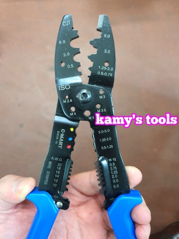 Kềm cắt tuốt bấm cos dây điện C-Mart model B0034-10 dài 250mm, kìm đa năng