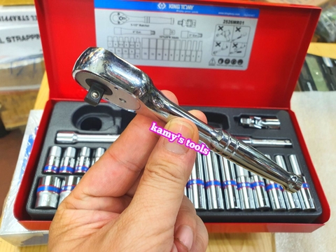 Bộ tuýp 1/4 inch ngắn và dài Kingtony 2526MR01 6 cạnh 26 chi tiết hệ mét