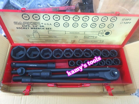 Bộ tuýp khẩu 3/4 inch đen Barker 23 chi tiết chính hãng