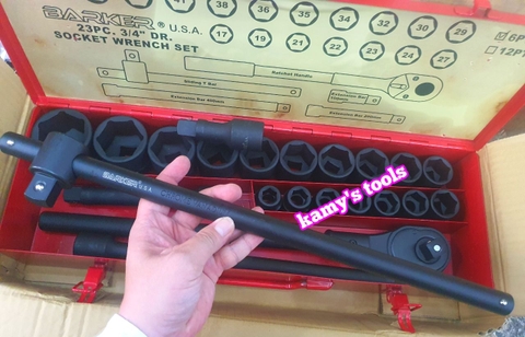 Bộ tuýp khẩu 3/4 inch đen Barker 23 chi tiết chính hãng