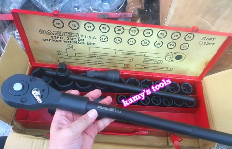 Bộ tuýp khẩu 3/4 inch đen Barker 23 chi tiết chính hãng