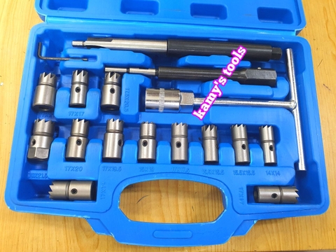 Bộ dụng cụ vệ sinh sam béc dầu, làm sạch lỗ kim phun máy dầu diesel 17 chi tiết Trigoldte