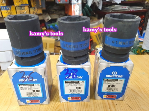 Đầu tuýp đầu khẩu đen dài lục giác dài 80mm Kingtony 1 inch 36mm 38mm 41mm 883536M 883538M 883541M