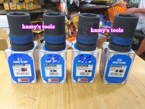 Đầu tuýp đầu khẩu đen dài lục giác dài 80mm Kingtony 1 inch 32mm 33mm 34mm 35mm 883532M 883533M 883534M 883535M