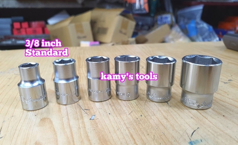 Đầu tuýp đầu khẩu ngắn 3/8 inch lục giác Standard chính hãng 8mm 10mm 12mm 13mm 14mm 17mm (lẻ từng cục)