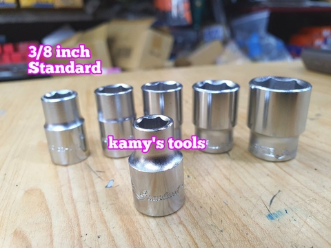 Đầu tuýp đầu khẩu ngắn 3/8 inch lục giác Standard chính hãng 8mm 10mm 12mm 13mm 14mm 17mm (lẻ từng cục)