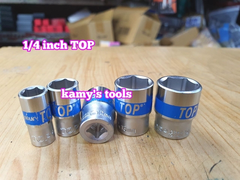 Đầu tuýp đầu khẩu ngắn 1/4 inch lục giác TOP chính hãng 5mm 6mm 7mm 8mm 9mm 10mm 11mm 12mm 13mm 14mm (lẻ từng cục)