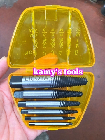Bộ Mũi Vít Tháo Mở Bu Lông Ốc Vít Gãy Hỏng 6 Cây Licota Tap-50004 (Bộ Ta Rô Lấy Ốc Gãy, Dụng Cụ Lấy Ốc Gãy)