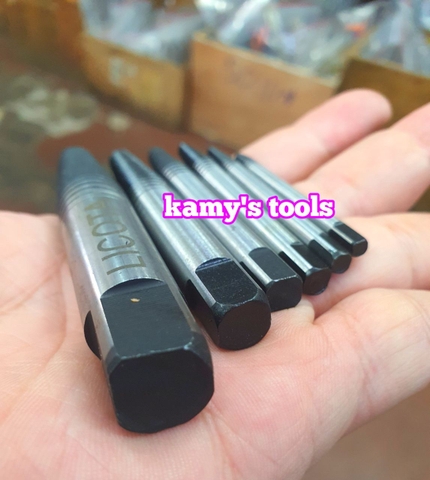 Bộ Mũi Vít Tháo Mở Bu Lông Ốc Vít Gãy Hỏng 6 Cây Licota Tap-50004 (Bộ Ta Rô Lấy Ốc Gãy, Dụng Cụ Lấy Ốc Gãy)
