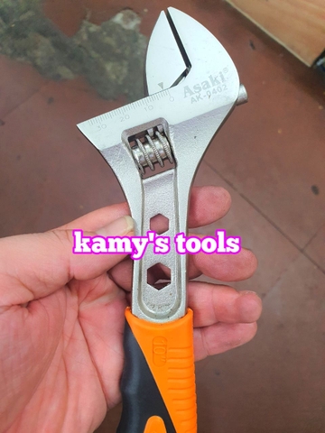 Mỏ lết cán bọc nhựa Asaki 10 inch 250mm AK-0402 và 12 inch 300mm AK-0403