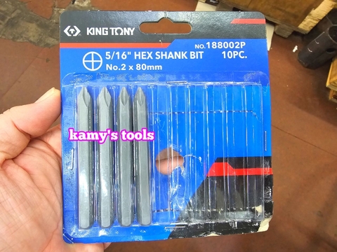 Mũi vít đóng bake PH2 PH3 PH4 Kingtony model 188002P 188003P 188004P dài 80mm