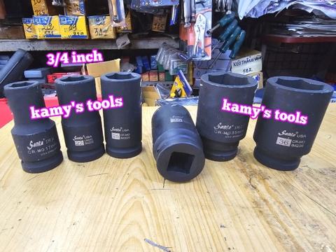 Đầu tuýp 3/4 inch dài 80mm Santa thép Cr-mo 16mm 17mm 18mm 19mm 20mm 21mm 22mm 23mm 24mm 25mm 26mm 27mm 28mm 29mm 30mm 31mm 32mm 33mm 34mm 35mm 36mm 38mm 39mm 40mm 41mm 42mm 44mm