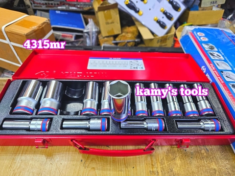 Bộ tuýp  dài 1/2 inch Kingtony 10-32mm 4315MR 15 món (bộ khẩu dài)