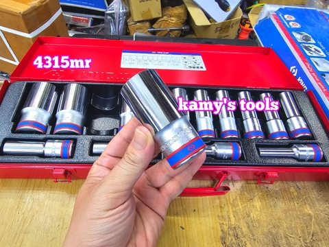 Bộ tuýp  dài 1/2 inch Kingtony 10-32mm 4315MR 15 món (bộ khẩu dài)