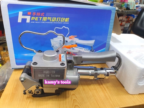 Máy đóng đai siết đai nhựa dùng khí nén pp pet 13-19mm XQD-19, siết hàn cắt 3 trong 1