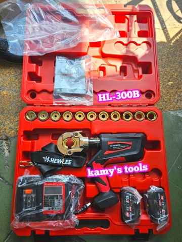 Kìm ép cos thủy lực dùng pin Hewlee HL-300B ép nhanh gấp 2 lần, bảng điện tử