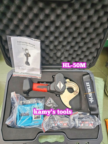 Kìm cắt cáp thủy lực dùng pin HL-50M Hewlee, cắt nhôm lõi thép 800mm2