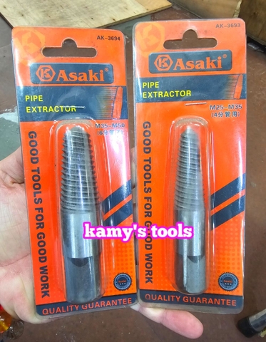 Dụng Cụ Mũi Ren Ta Rô Lấy Đầu Ống Nước Bu Lông Ốc Gãy Asaki Ak-3693 M25-M35 Và Ak-3694 M35-M50